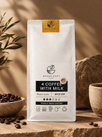 Кофе в зернах WODAR KAWY Для кофе с молоком 1 кг. 50% арабика, 50% робуста, темной обжарки