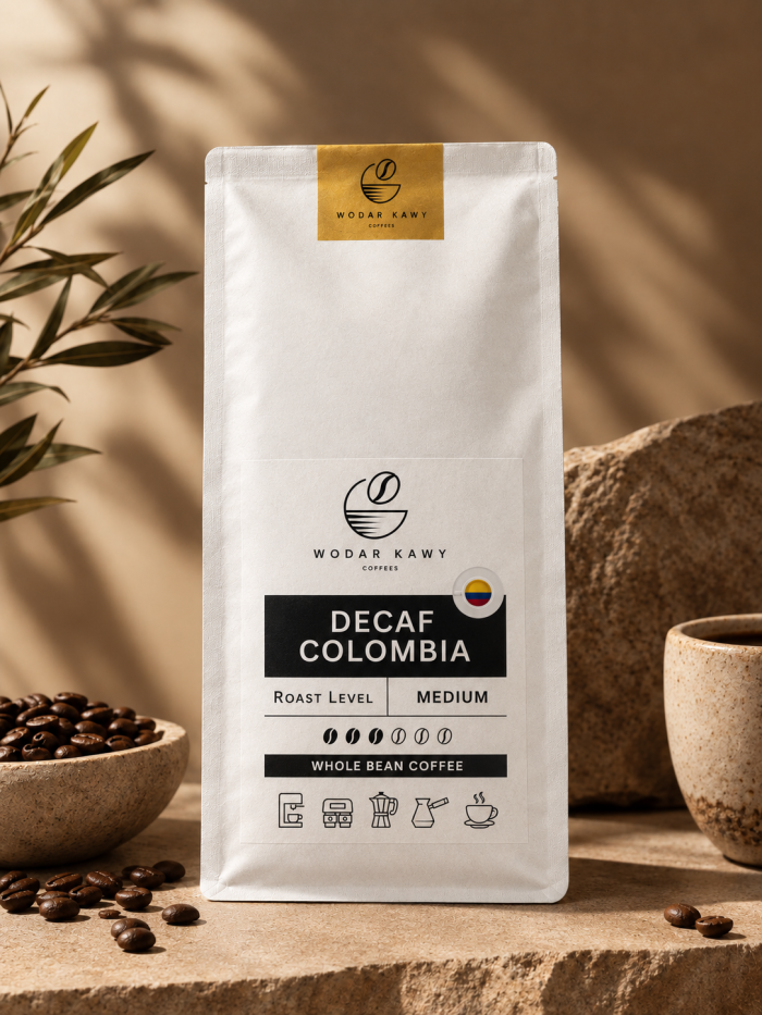 Кофе без кофеина в зернах WODAR KAWY Колумбия 1 кг. 100% арабика средней обжарки — изображение 1